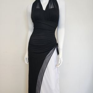 Vintage Blondie Nites Prom Dress Black And White With Bow Ruffle